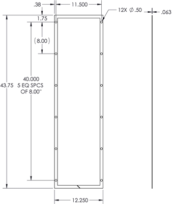 Neoprene 60 Durometer Custom Frame Gasket - 1/16" Thick x 11.5" x 43.75" (OD)
