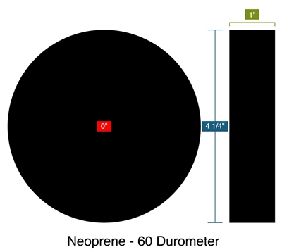 Neoprene - 60 Durometer - 1" Thick - Disc - 4.25" OD