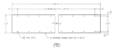 Neoprene 60 / Nylon Inserted AASHTO Grade - 1/8" Thick x 20" wide x  28' Long