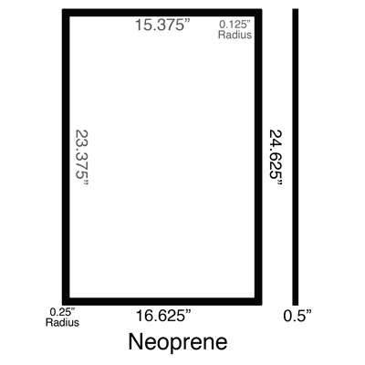 Neoprene 60 Durometer - 1/2" Thick x 16.625" x 24.625" OD Custom Frame Gasket