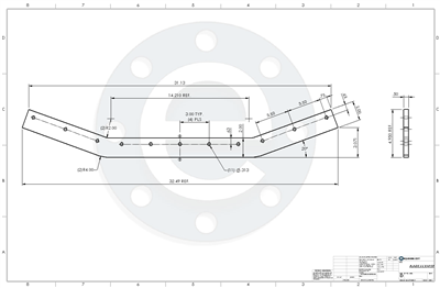 Neoprene - 70 Durometer -  1/2" Thick - 2" x 32.5" With (11) 5/16" Diameter holes Per Drawing