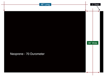 Neoprene 70 Durometer Custom Sheet- 2" Thick x 36" x 48"