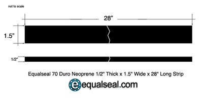 Neoprene  70 Durometer - 1/2" Thick x 1.5" x 28"