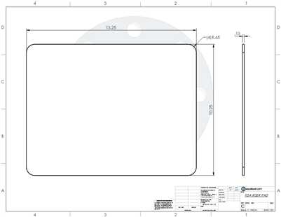 Neoprene - FDA 60 Durometer -  1/8" Thick - 10.25" x 13.25" w/(4) .65" R - PSA One Side