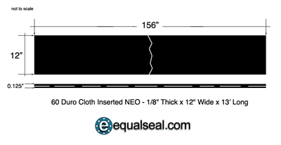 60 Duro Neoprene with Nylon Diaphram Sheet - 1/8" Thick x 12" x 156"