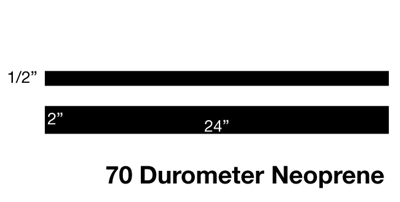 70 Duro Neoprene Rubber Sheet - 1/2" Thick x 2"  x 24"
