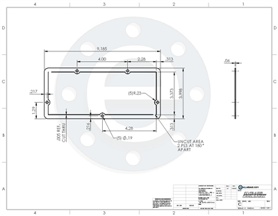 Neoprene - 60 Durometer with PSA- .062" Thick - Custom Gasket - per Drawing Rev9b-4-008