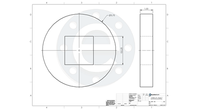 Neoprene - 60 Durometer - Disk - 1" Thick - 2.25" Square ID - 5.75" OD