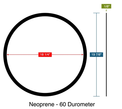 Neoprene with PSA One Side- 60 Durometer -  1/8" Thick - Ring Gasket - 18.25" ID - 19.875" OD