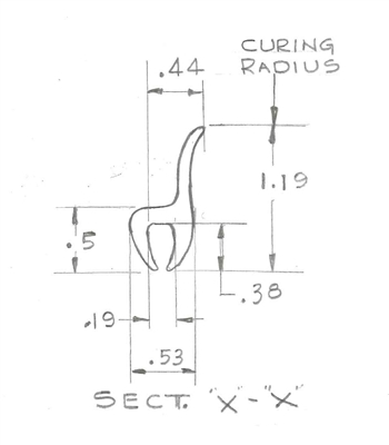 Neoprene 60 Duro Custom Extrusion - 53" x 1.19" Per Drawing