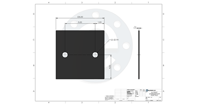 Neoprene - 60 Durometer -  1/8" Thick - 8" x 8" - Holes per Drawing  NJ19052 INTERMEDIATE POST PAD