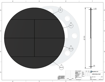 Neoprene - 60 Durometer - 1" /.375" Thick - Turn Table Pad - 150" OD