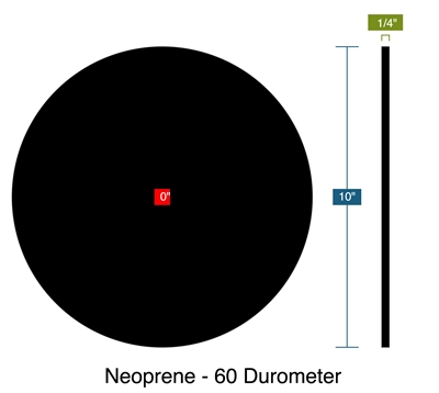 Neoprene - 60 Durometer -  1/4" Thick - Ring Gasket x 10" OD