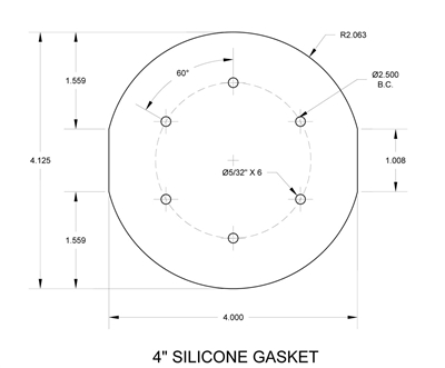 Red Silicone Ring Gasket - 60 Durometer - 1/8" Thick x 4" Per Drawing 3590