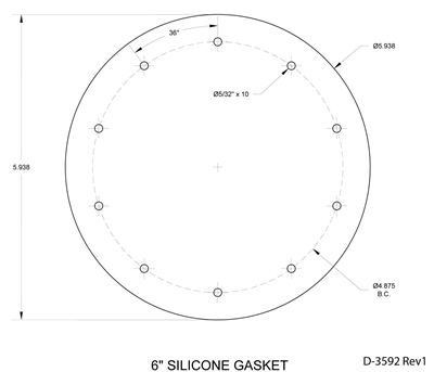 Red Silicone Ring Gasket - 60 Durometer - 1/8" Thick x 6" Per Drawing 3592 Rev1