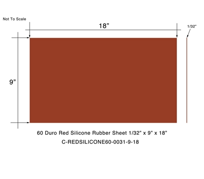 Red Silicone Custom Sheet - 60 Durometer - 1/32" Thick x 9" x 18"