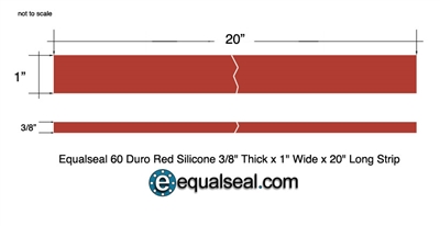 Red Silicone Strip - 60 Durometer - 3/8" Thick x 1" x 20"