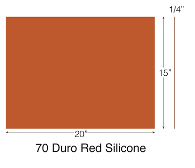 Red Silicone Sheet - 70 Durometer - 1/4" Thick x 15" x 20"