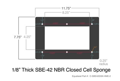 SBE-42 NBR Closed Cell Sponge Custom Gasket - 1/8" Thick x 7.75" x 11.75"