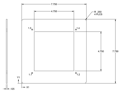 SBE-42 Buna-N Closed Cell Sponge Custom Gasket - 1/8" Thick x 7.75" x 7.75"