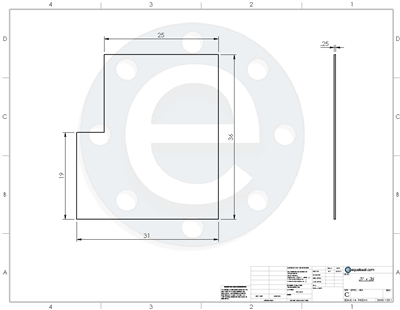 SBR 60 - Fabric Inserted -  1/4" Thick - 31" x 36" Per Drawing