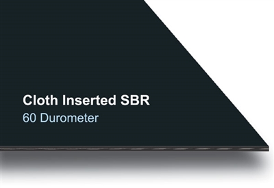 60 Durometer Cloth Inserted Black SBR Rubber Sheet - 1/4" Thick x 12"  x 48"