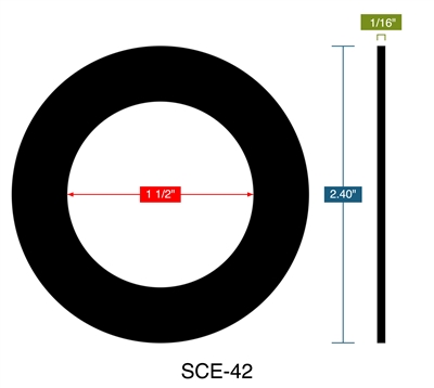 SCE-42 -  1/16" Thick - Ring Gasket - 1.50" ID - 2.40" OD