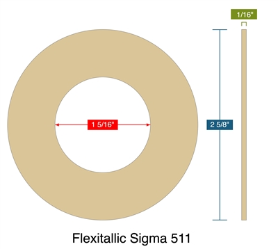 Flexitallic Sigma 511 -  1/16" Thick - Ring Gasket - 150 Lb. - 1"