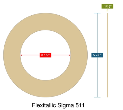 Flexitallic Sigma 511 -  1/16" Thick - Ring Gasket - 300 Lb./400 Lb./600 Lb. - 3"