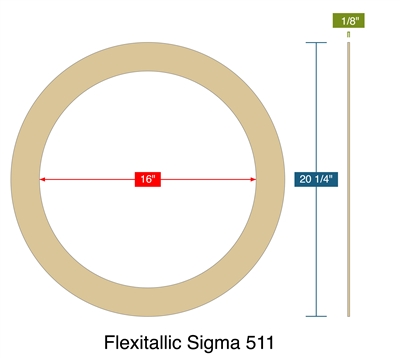 Flexitallic Sigma 511 -  1/8" Thick - Ring Gasket - 150 Lb. - 16"