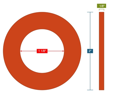 Firm Density Silicone Sponge  - Ring Gasket -  1/8" Thick - 1.125" ID - 2" OD