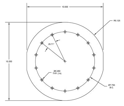 Silicone - Red 60 Durometer -  1/8" Thick - Full Face Gasket - Per Drawing #11251-1989-SS10