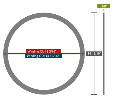 Spiral Wound Custom Gasket - 304/FG - 13.1875"  Seal ID - 14.8125" Seal OD x .175" thick