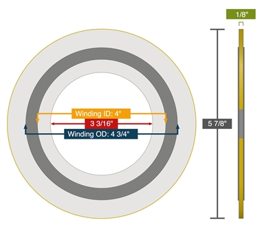 Equalseal Spiral Wound Gasket - Duplex 2205 - Duplex 2205 winding - Flexible Graphite Filler - Duplex 2205 - 300/600 Lb. - 3"