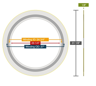 Equalseal Spiral Wound Gasket - 304 Stainless Steel - 304 Stainless Steel winding - PTFE Filler - 304 Stainless Steel - 600 Lb. - 24"