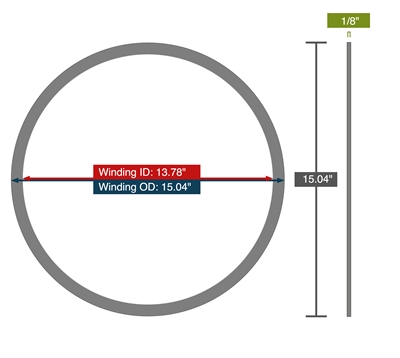 Equalseal Spiral Wound Gasket - 316L Stainless Steel winding - Flexible Graphite Filler - 13.78" X 15.04" -