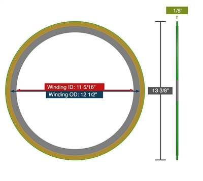 Equalseal Spiral Wound Gasket - 316L Stainless Steel winding - Flexible Graphite Filler - Carbon Steel - 150 Lb. - 10"