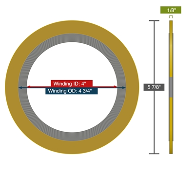 Equalseal Spiral Wound Gasket - InconelÂ®625 winding - Flexible Graphite Filler - Carbon Steel - 300/400/600 Lb. - 3"