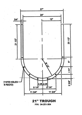 55 Duro SantopreneÂ® NSF-61 Custom Gasket - 1/8" Thick x 27" x 33.87" U-Shape Dovetailed