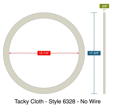 Tacky Cloth - Style 6328 - No Wire -  3/8" Thick - Ring Gasket - 15.25" ID - 17.75" OD