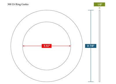 Virgin PTFE 300 Lb. Ring - 6" Pipe Size - 1/8" Thick