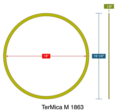 TerMica M 1863 - Ring Gasket -  1/8" Thick - 18" ID - 19.25" OD With Tanged 316 SS Insert