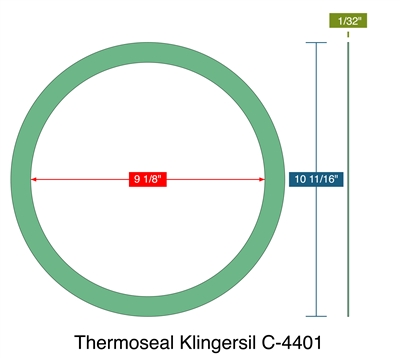 Thermoseal Klingersil C-4401 -  1/32" Thick - Ring Gasket - 9.125" ID - 10.6875" OD