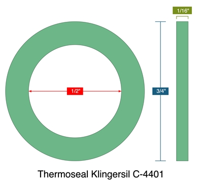 Thermoseal Klingersil C-4401 - Ring Gasket -  1/16" Thick - .5" ID - .75" OD