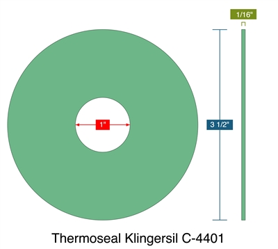 Thermoseal Klingersil C-4401 -  1/16" Thick - Ring Gasket - 1" ID - 3.5" OD