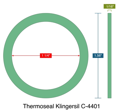 Thermoseal Klingersil C-4401 -  1/16" Thick - Ring Gasket - 1.25" ID - 1.56" OD