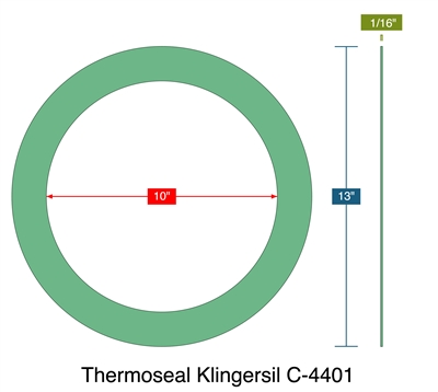 Thermoseal Klingersil C-4401 -  1/16" Thick - Ring Gasket - 10" ID - 13" OD
