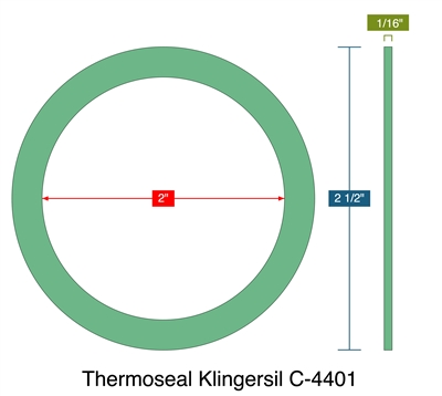Thermoseal Klingersil C-4401 -  1/16" Thick - Ring Gasket - 2" ID - 2.5" OD