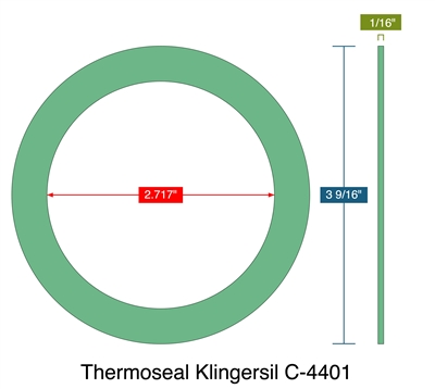 Thermoseal Klingersil C-4401 - Ring Gasket -  1/16" Thick - 2.717" ID - 3.5625" OD