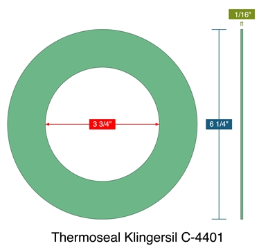Thermoseal Klingersil C-4401 -  1/16" Thick - Ring Gasket - 3.75" ID - 6.25" OD